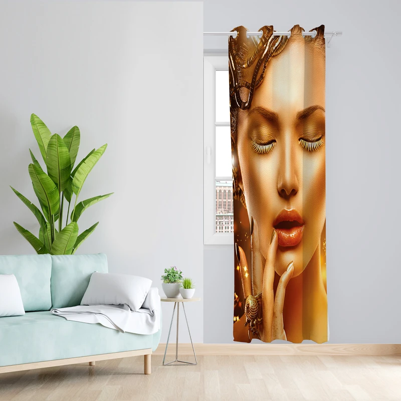 پرده طرح چهره مدل مخمل پانچی کد L 737 Z سایز 140x200 سانتی متر