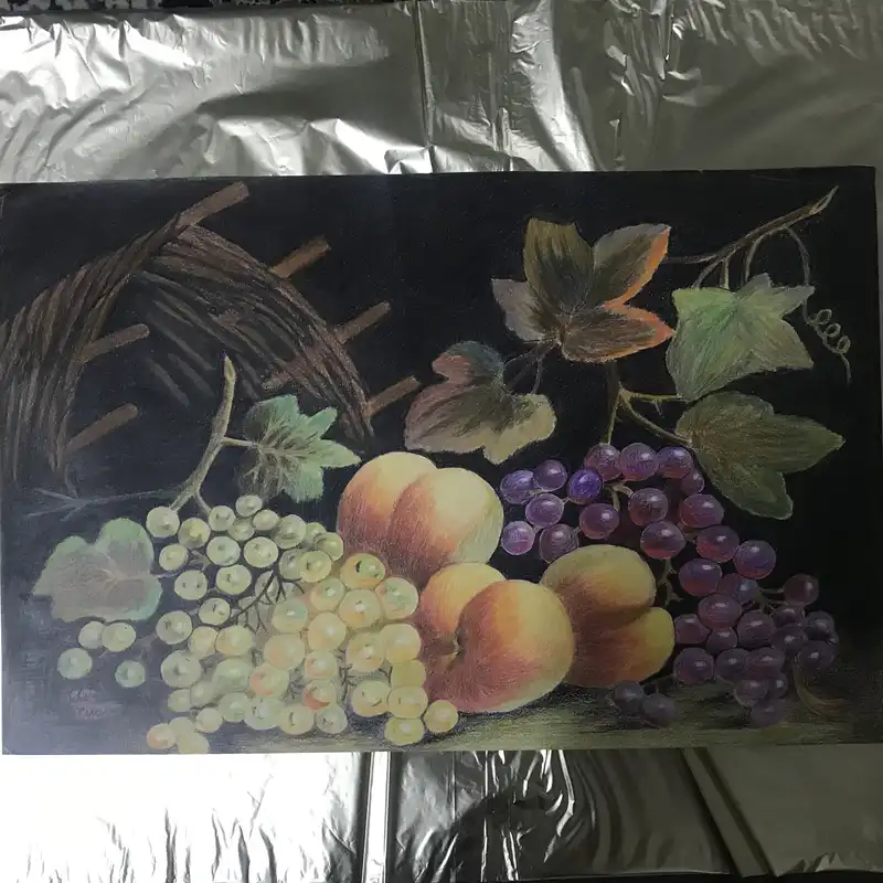 نقاشی مدادرنگی مدل میوه نوبرانه