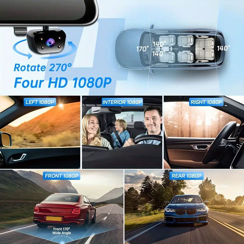 دوربین ثبت وقایع خودرو 4 دوربین مدل A322 GPS WiFi به همراه دوربین دنده عقب
