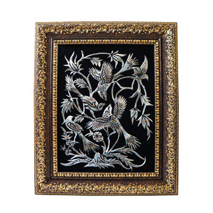 تابلو قلمزنی طرح گل و مرغ مدل قلم درشت کد 53p43