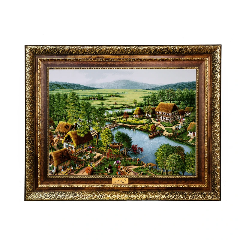 تابلو فرش ماشینی نقش نگار رضوی طرح منظره کد 1803H