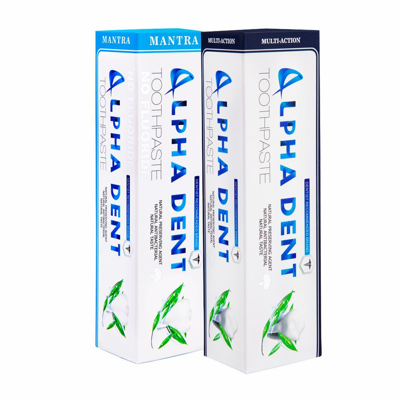 خمیر دندان آلفادنت مدل mantra and multi action حجم 75 میلی لیتر بسته 2 عددی