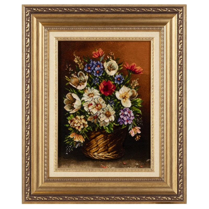 تابلو فرش دستباف سی پرشیا طرح گل در گلدان کد 904040