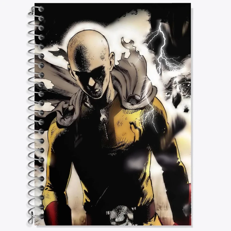 دفتر زبان 50 برگ خندالو مدل دو خط طرح سایتاما انیمه مرد تک مشتی One Punch Man کد 11356