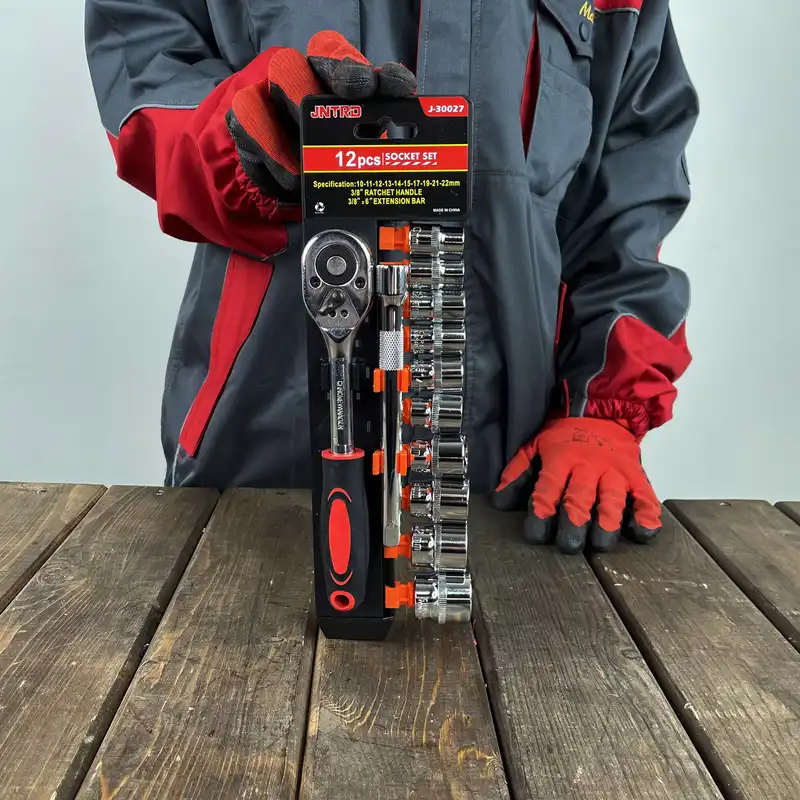 آچار بکس و سری آچار بکس  صنعتی جی ان ترد مدل 30027 مجموعه 12 عددی