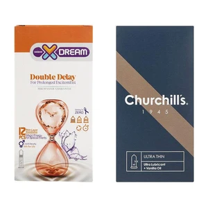 کاندوم چرچیلز مدل Ultra Thin بسته 12 عددی به همراه کاندوم ایکس دریم مدل Double Delay بسته 12 عددی