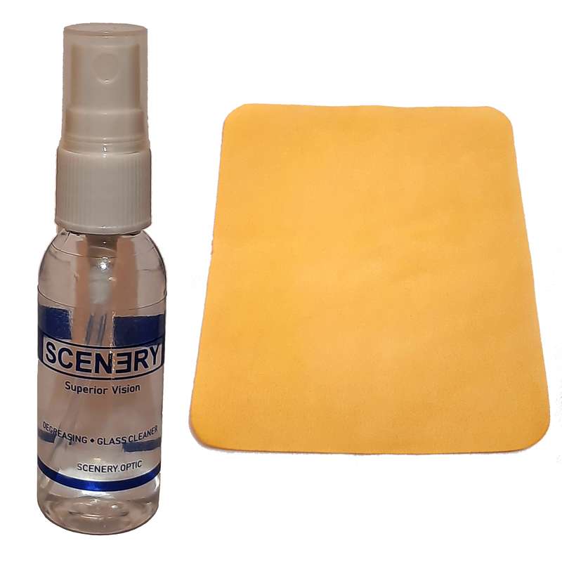 اسپری پاک کننده عینک اسکینری مدل 30ML1CT به همراه دستمال عینک