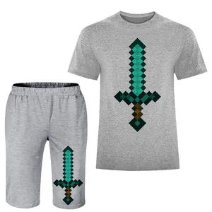 ست تی شرت و شلوارک مردانه مدل ماینکرفت A184