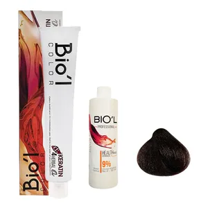 کیت رنگ مو بیول سری BURGUNDY RED شماره 4.66 حجم 100 میلی لیتر رنگ شرابی قرمز آتشین خیلی تیره