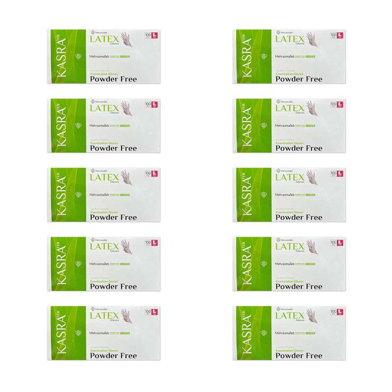 دستکش لاتکس کسری طب مدل Excellent Finishing سایز لارج ده بسته 100 عددی