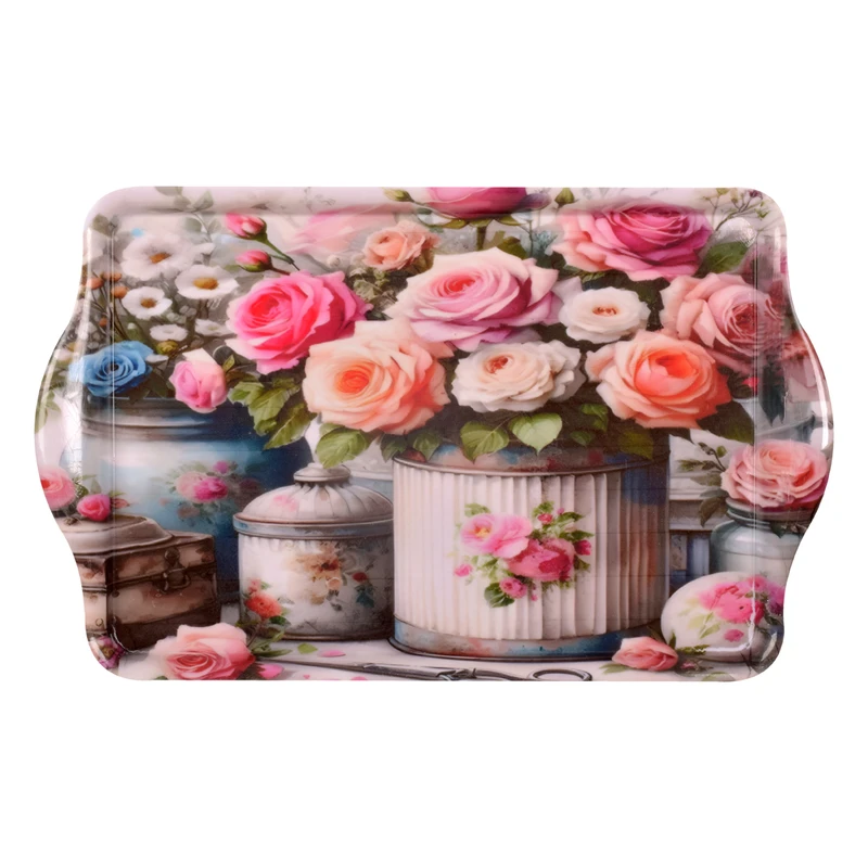 سینی دسته دار مهروز مدل 2000 گل سایز 25×39 سانتی متر