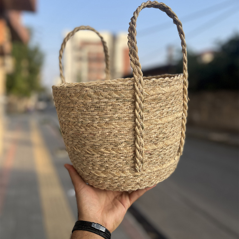 سبد حصیری مدل سطلی