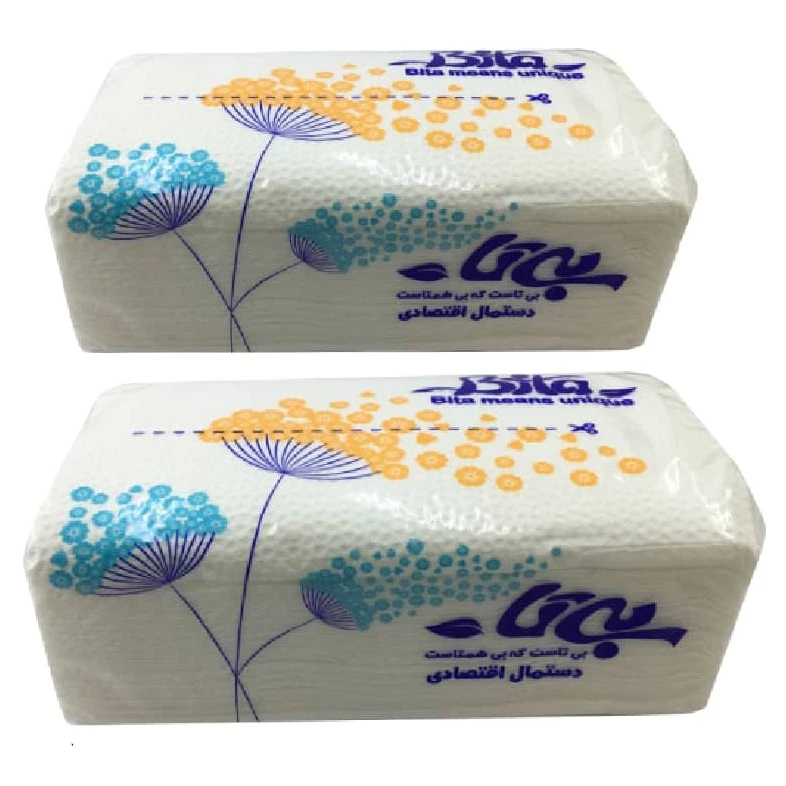 دستمال کاغذی 100 برگ بی تا مدل اقتصادی کد 009232 بسته 2 عددی 