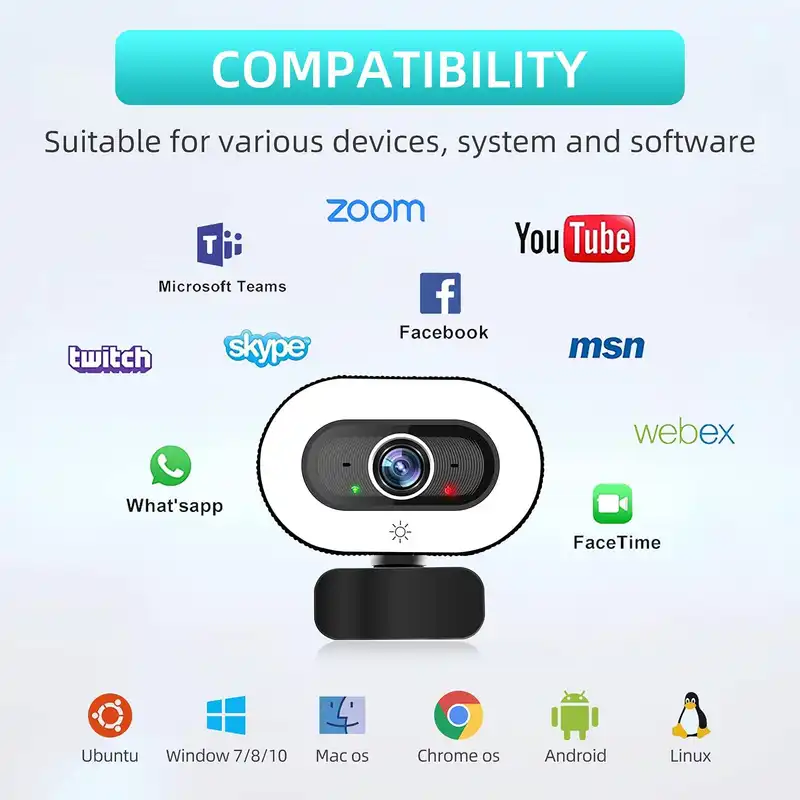 وب کم مدل 2K Streaming with Ring Light