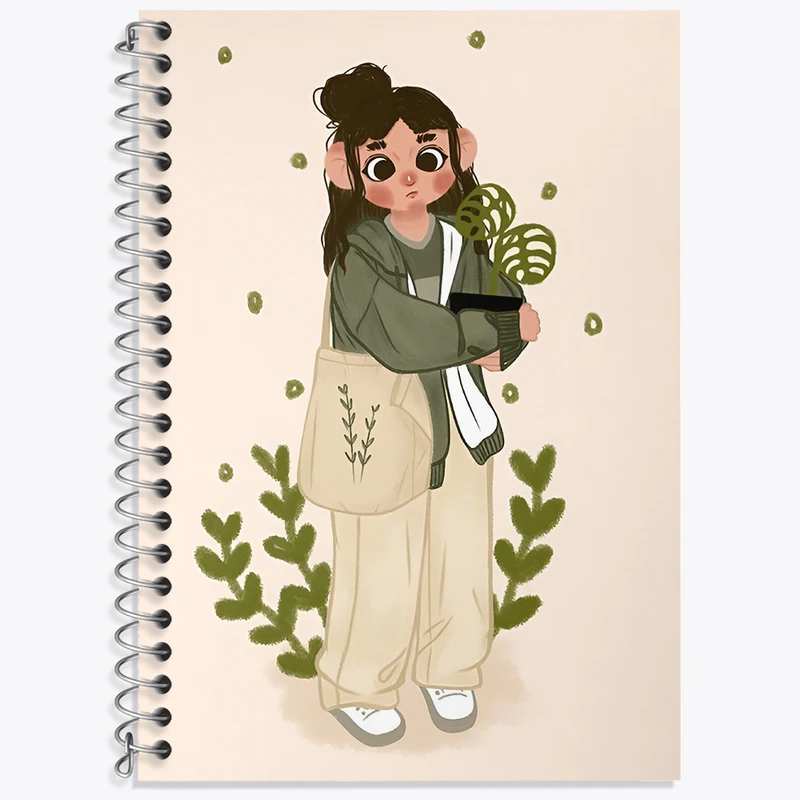 دفتر لغت 50 برگ خندالو طرح دختر و گل و گیاه کد N5647