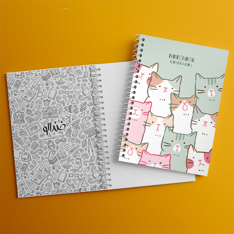 دفتر مشق 100 برگ خندالو طرح گربه های کیوت کد N1359