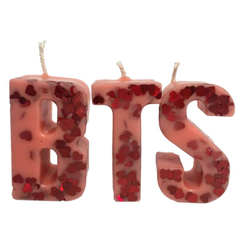 شمع تولد مدل بی تی اس طرح اکیلی قلبی مجموعه 3 عددی