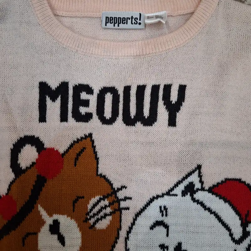 پلیور دخترانه پیپرتس مدل گربه کریسمسی چراغدار