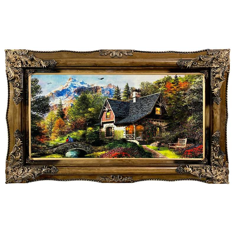 تابلو فرش ماشینی طرح دستبافت مدل خانه جنگلی کد 7516