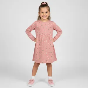 پیراهن آستین بلند یقه گرد دخترانه سین سی مدل 13