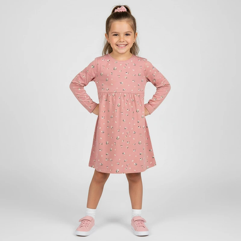 پیراهن آستین بلند یقه گرد دخترانه سین سی مدل 13