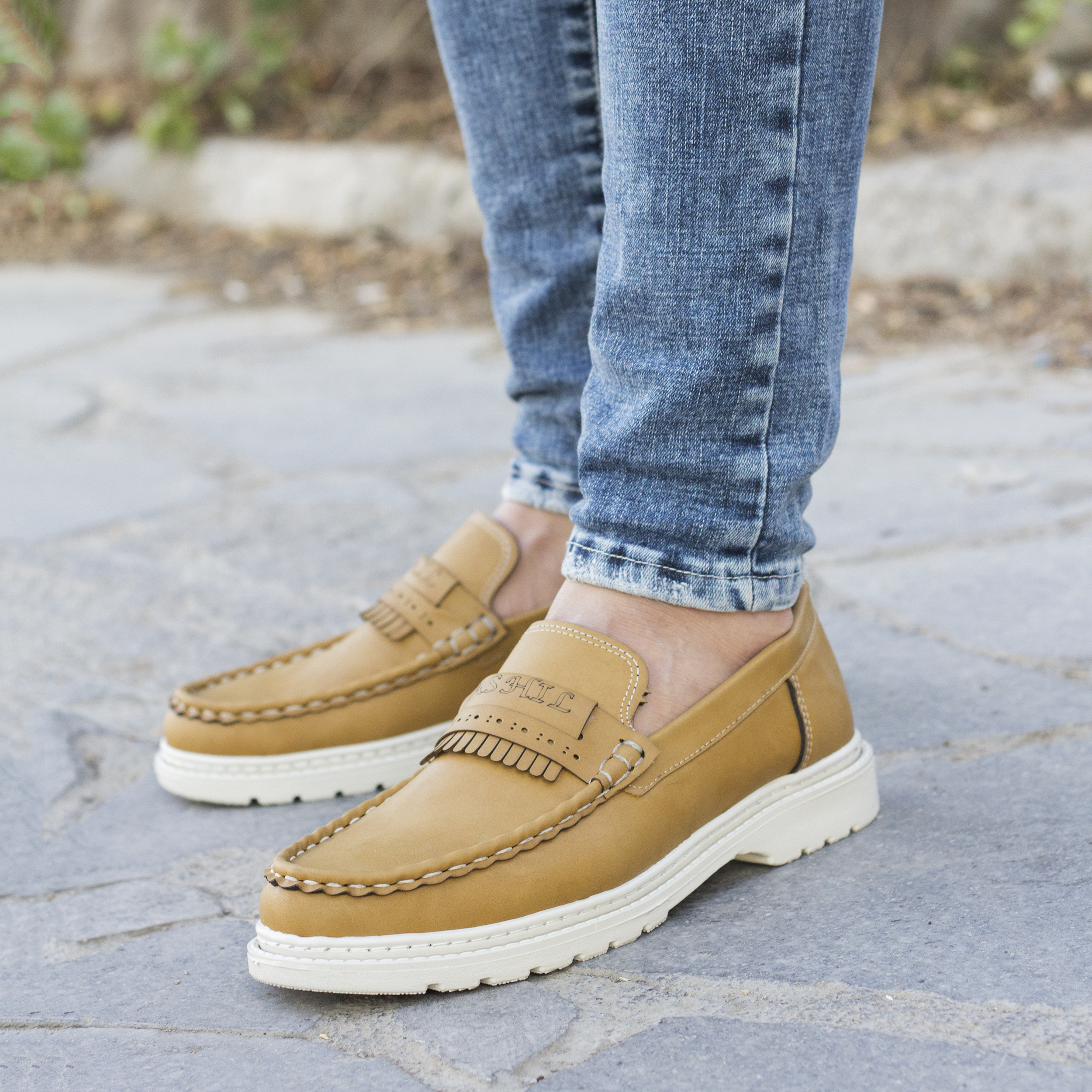 کفش کالج مردانه مدل COMFY کد arya رنگ خردلی