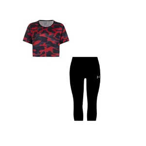 ست کراپ تی شرت و شلوارک ورزشی زنانه مدل 56-3101