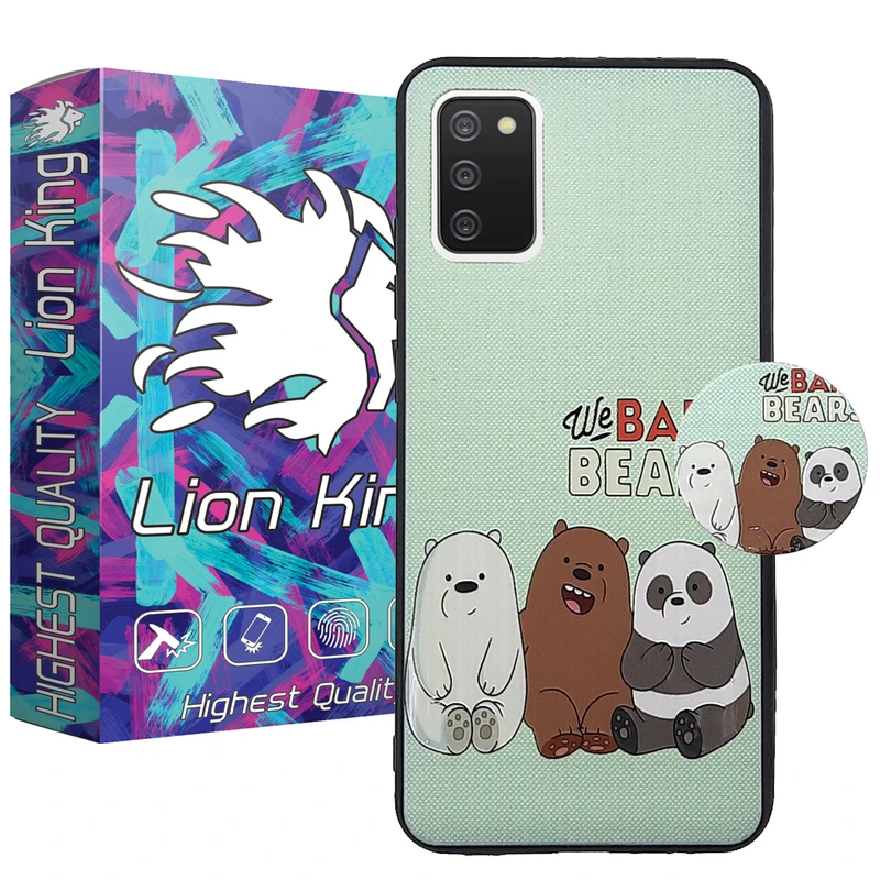 کاور لاین کینگ مدل 3bear مناسب برای گوشی موبایلسامسونگ Galaxy A02s به همراه پایه نگهدارنده