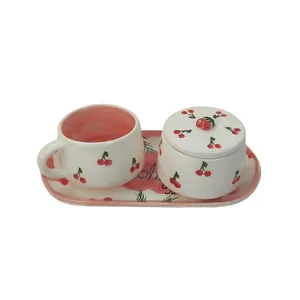 سرویس چای خوری سه پارچه یک نفره مدل گیلاس