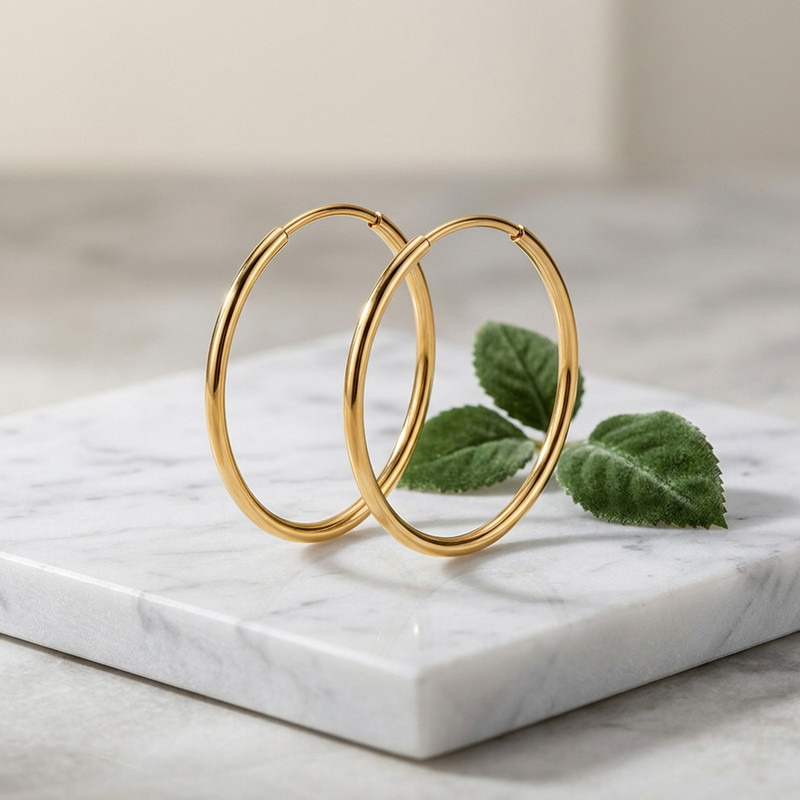 گوشواره حلقه‌ای طلا 18 عیار زنانه طلا و جواهر ویانا مدل ساده - 5