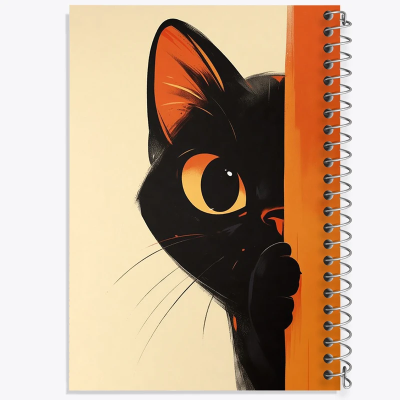 دفتر شطرنجی 50 برگ خندالو مدل نقطه ای طرح گربه سیاه بامزه کد N1872