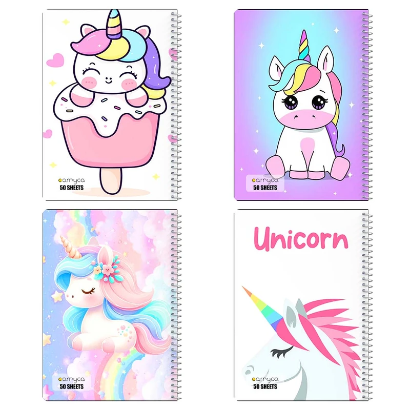 دفتر نقاشي 50 برگ کارنيکا طرح یونیکورن Unicorn کد 55898 مجموعه 4 عددی