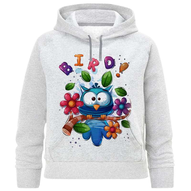 هودی دخترانه مدل جغد و گل F1042