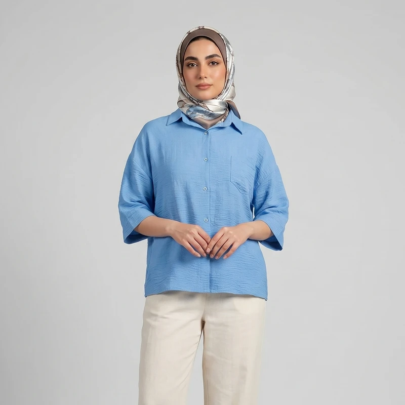 شومیز آستین سه ربع یقه برگردان زنانه مون‌سا مدل 19
