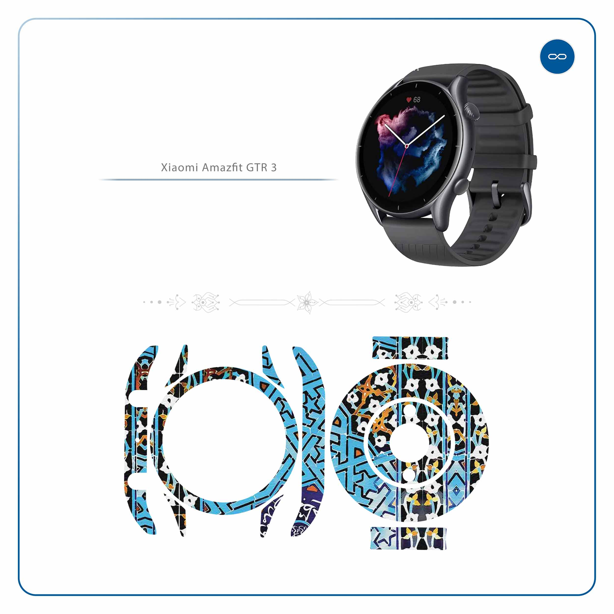 برچسب ماهوت طرح Iran-Tile7 مناسب برای ساعت هوشمند آمازفیت  GTR 3