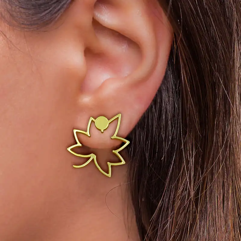 گوشواره طلا 18 عیار زنانه مدوپد مدل برگ کد GA1-16022