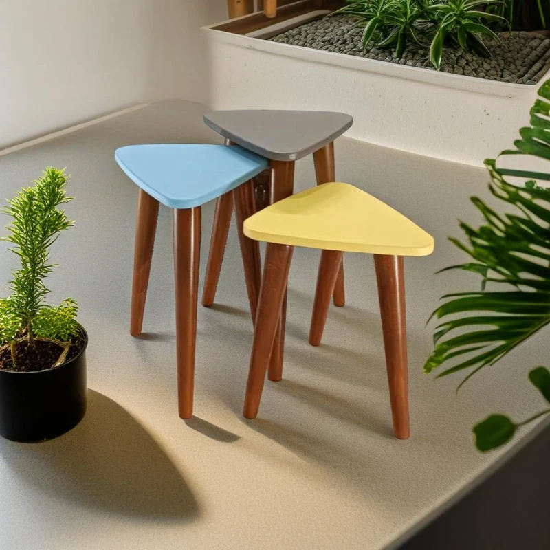 میز عسلی مثلث مدل لیون 324 کد 107 مجموعه سه عددی