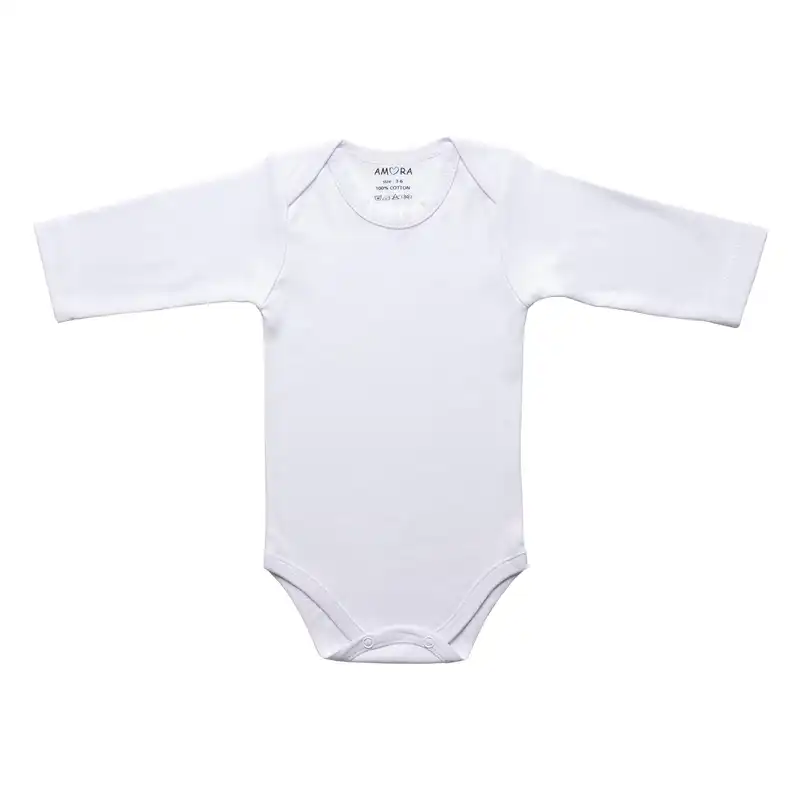 بادی آستین بلند نوزادی پسرانه آمورا مدل plain مجموعه 3 عددی