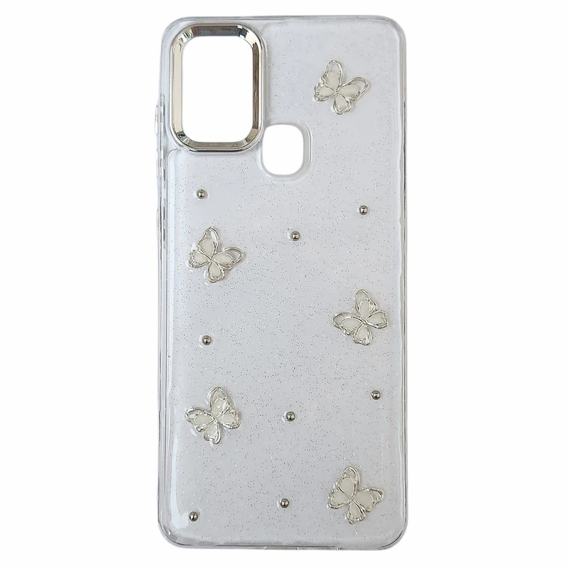 کاور مدل رزینی شاین طرح پروانه مناسب برای گوشی موبایل سامسونگ Galaxy A21S 