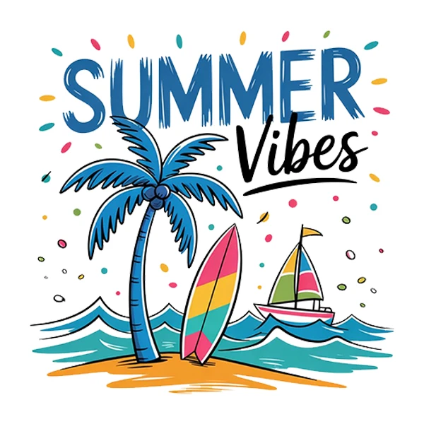 استیکر پارچه و لباس پاد آفرین طرح منظره تابستان کد 4747