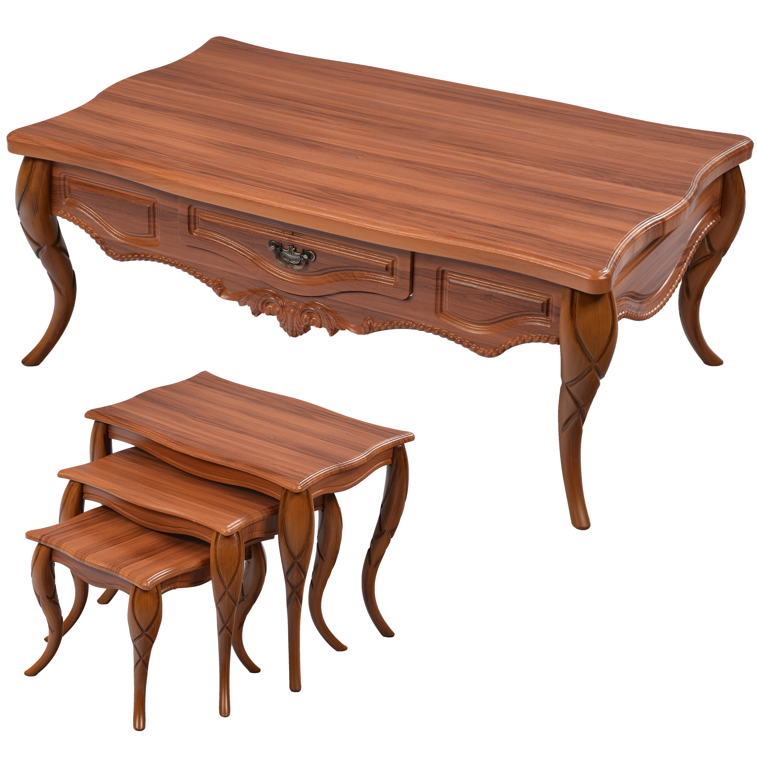میز پذیرایی میز چوب مدل پیچک مجموعه 4 عددی