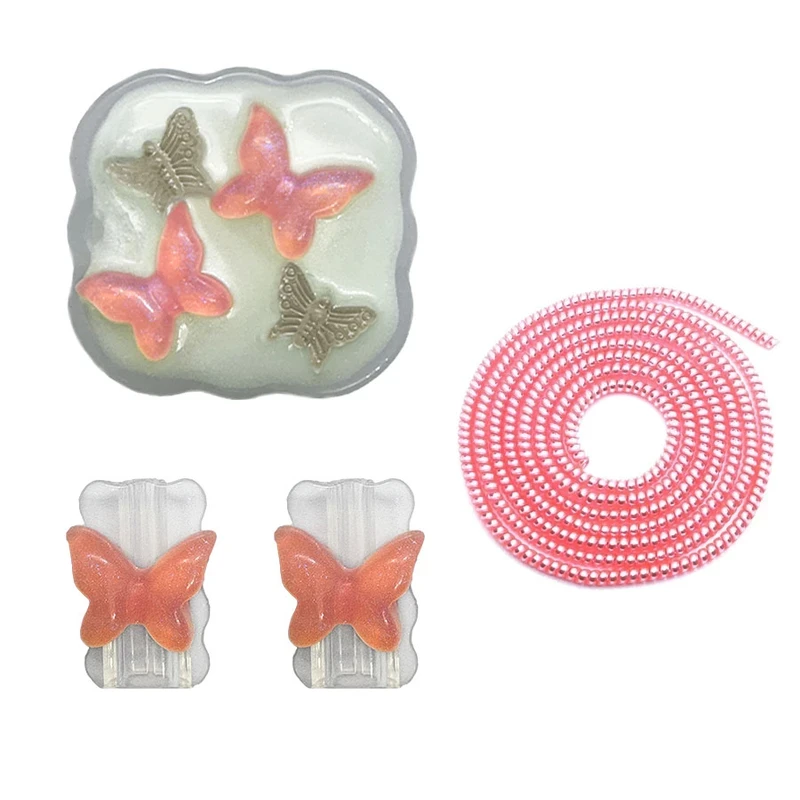 محافظ کابل طرح Butterfly مناسب برای گوشی موبایل اپل  به همراه محافظ شارژر دیواری 20 وات مجموعه 5 عددی