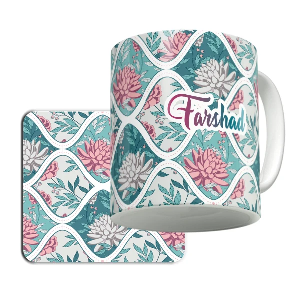 ماگ لاژید مدل اسم فرشاد به همراه زیر لیوانی