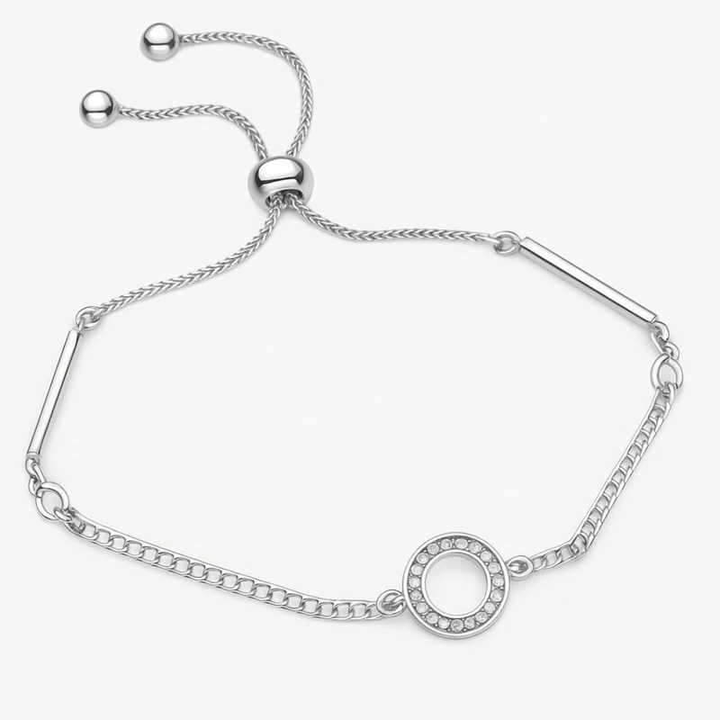 دستنبد زنجیری زنانه مدل حلقه نگین کد 024