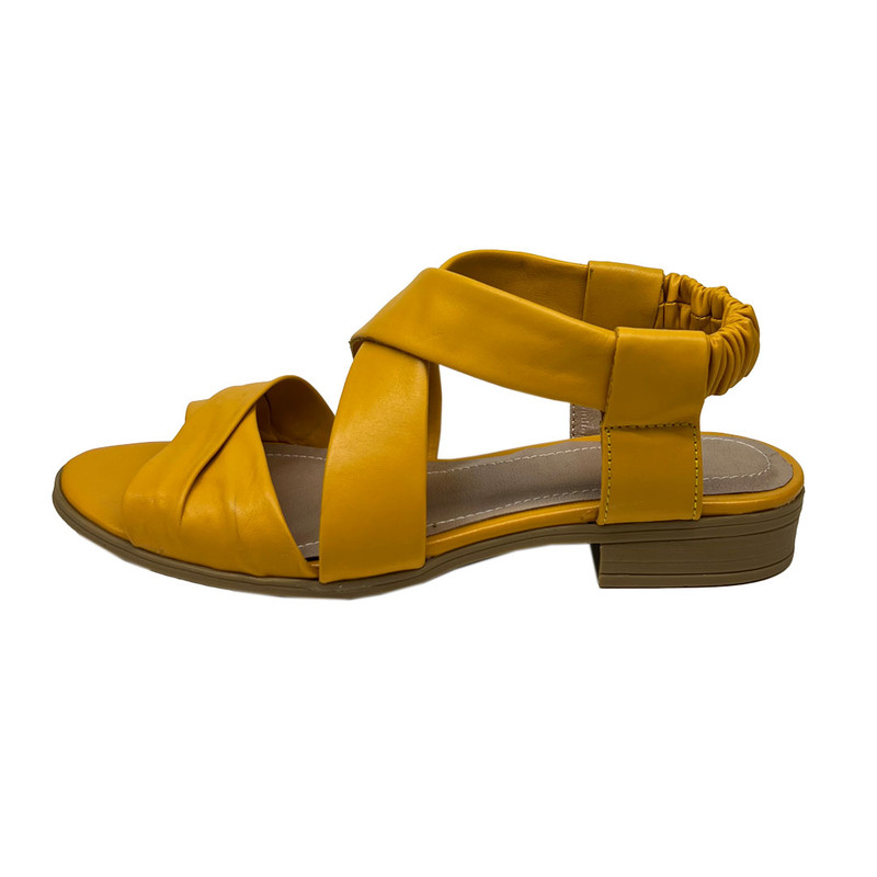 صندل زنانه سرزمین چرم مدل 141731 رنگ خردلی