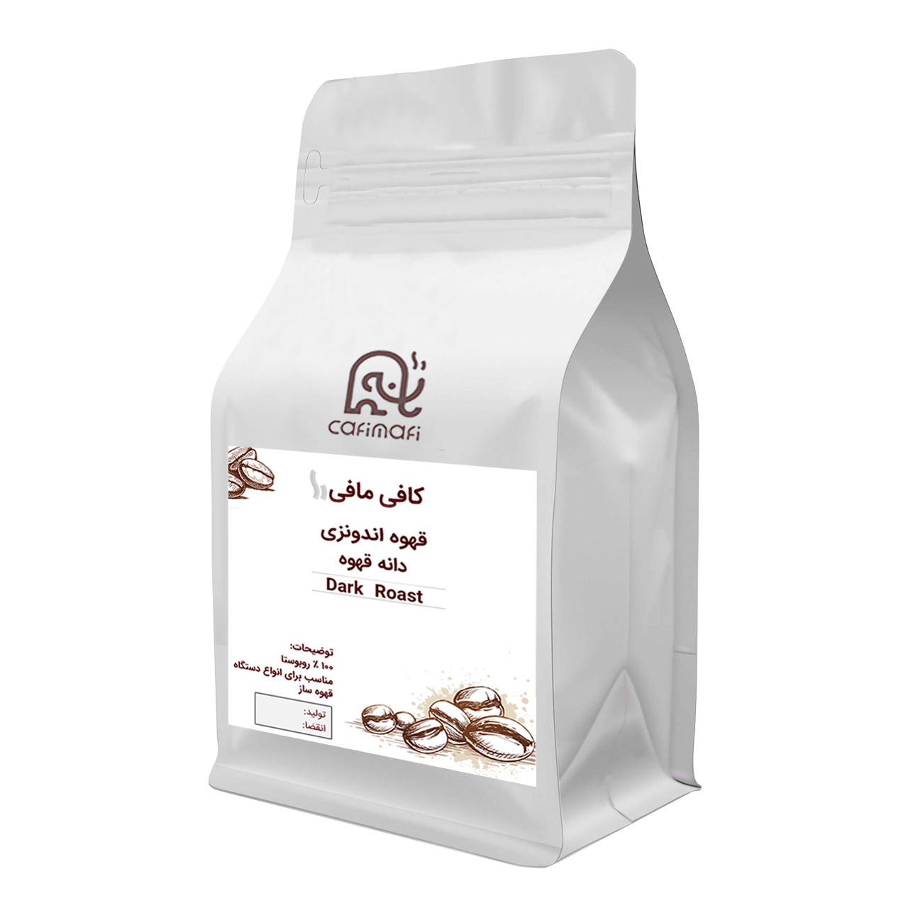 دانه قهوه دارک اندونزی کافی مافی - 250 گرم