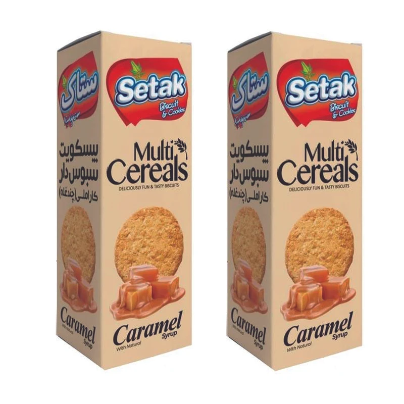 بیسکوییت سبوس دار چند غله کاراملی ستاک - 300 گرم بسته 2 عددی