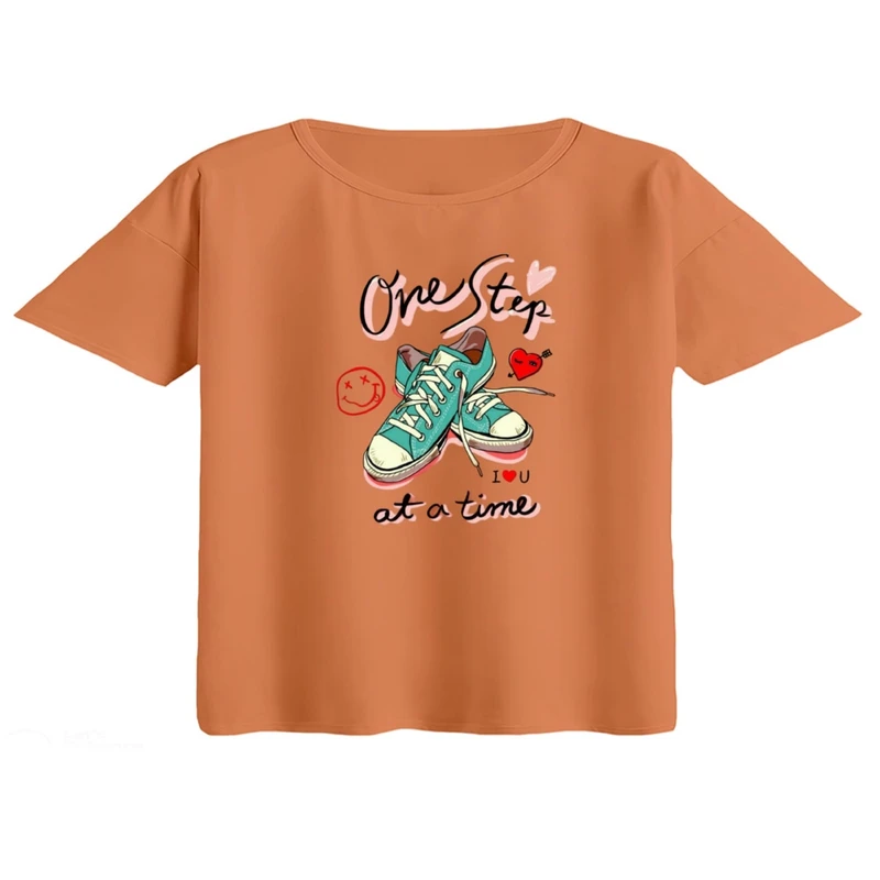 کراپ تی‌شرت آستین کوتاه زنانه مدل کتونی کد ۵