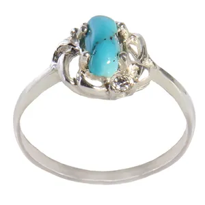 انگشتر نقره زنانه بازرگانی میلادی مدل فیروزه کد AW-065