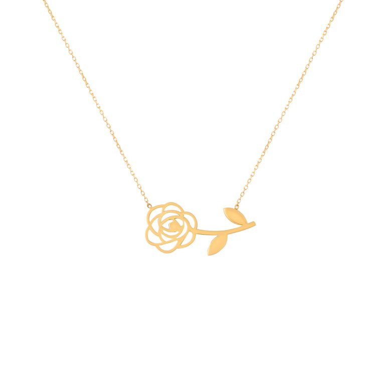 گردنبند طلا 18 عیار زنانه طلای کامک مدل شاخه گل رز